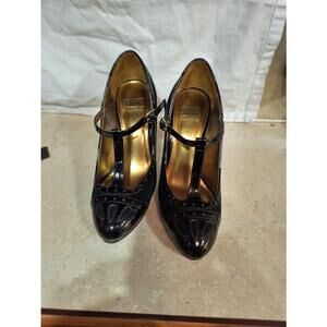 Black Merona leather and suede high heels